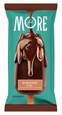 «Feel More» пломбир 12%  Кофе с топпингом Темный шоколад в шоколадной глазури эскимо  65г